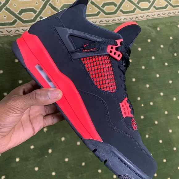 Air Jordan 4s Red Thunder/ All sizes 4-13/ Black and Red/ Authentic Nike Air Jordan 4 Retro AJ4 Red Thunder Black CT8527 016  main image 3